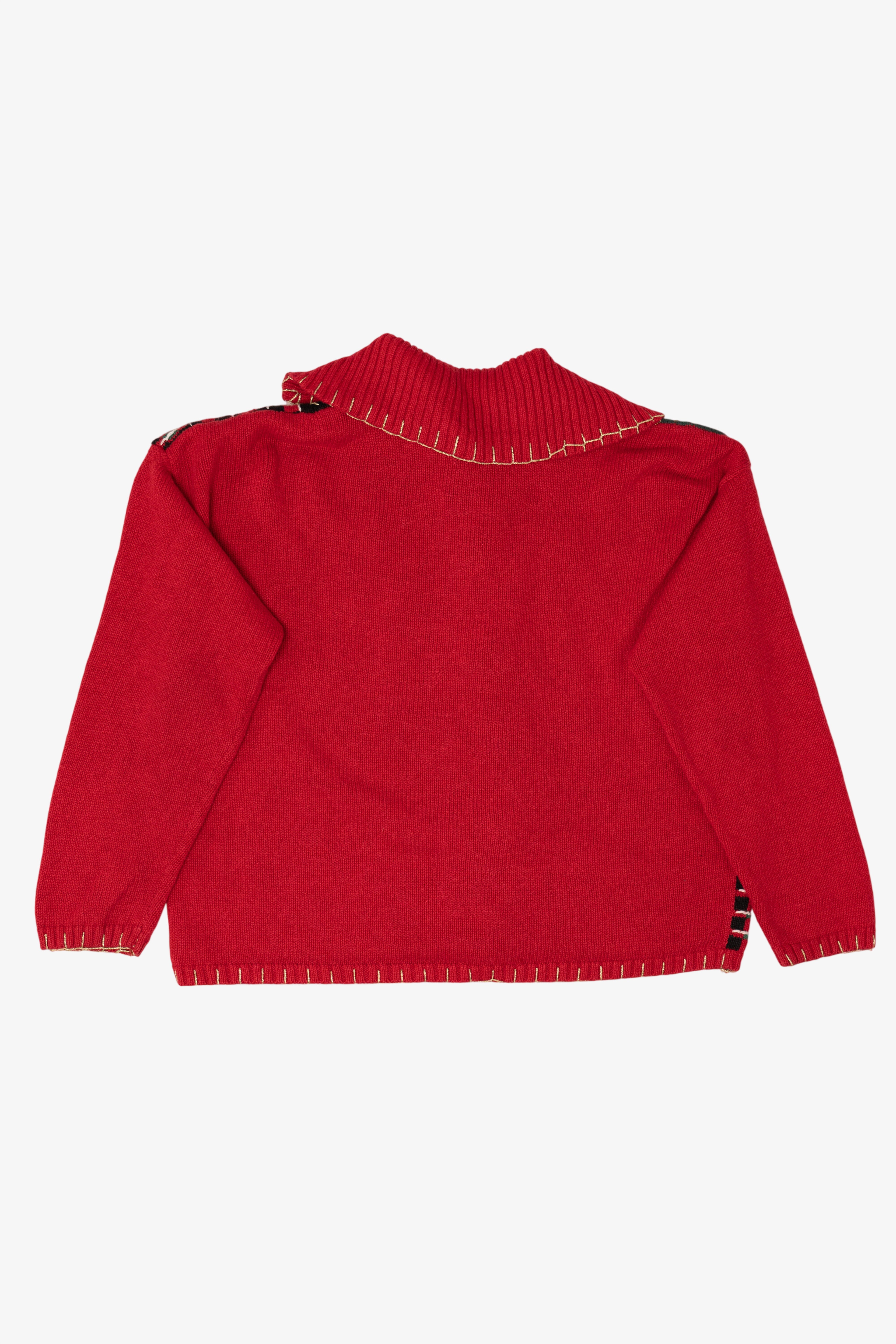 Vintage Red Tiara Cardinals Patchwork Ugly Christmas Cardigan (2000s)