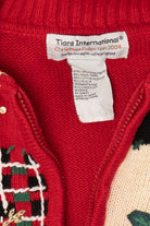 Vintage Red Tiara Cardinals Patchwork Ugly Christmas Cardigan (2000s)