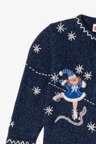 Vintage Kids Navy Blue UR It Ice Skating Ugly Christmas Cardigan (1990s)