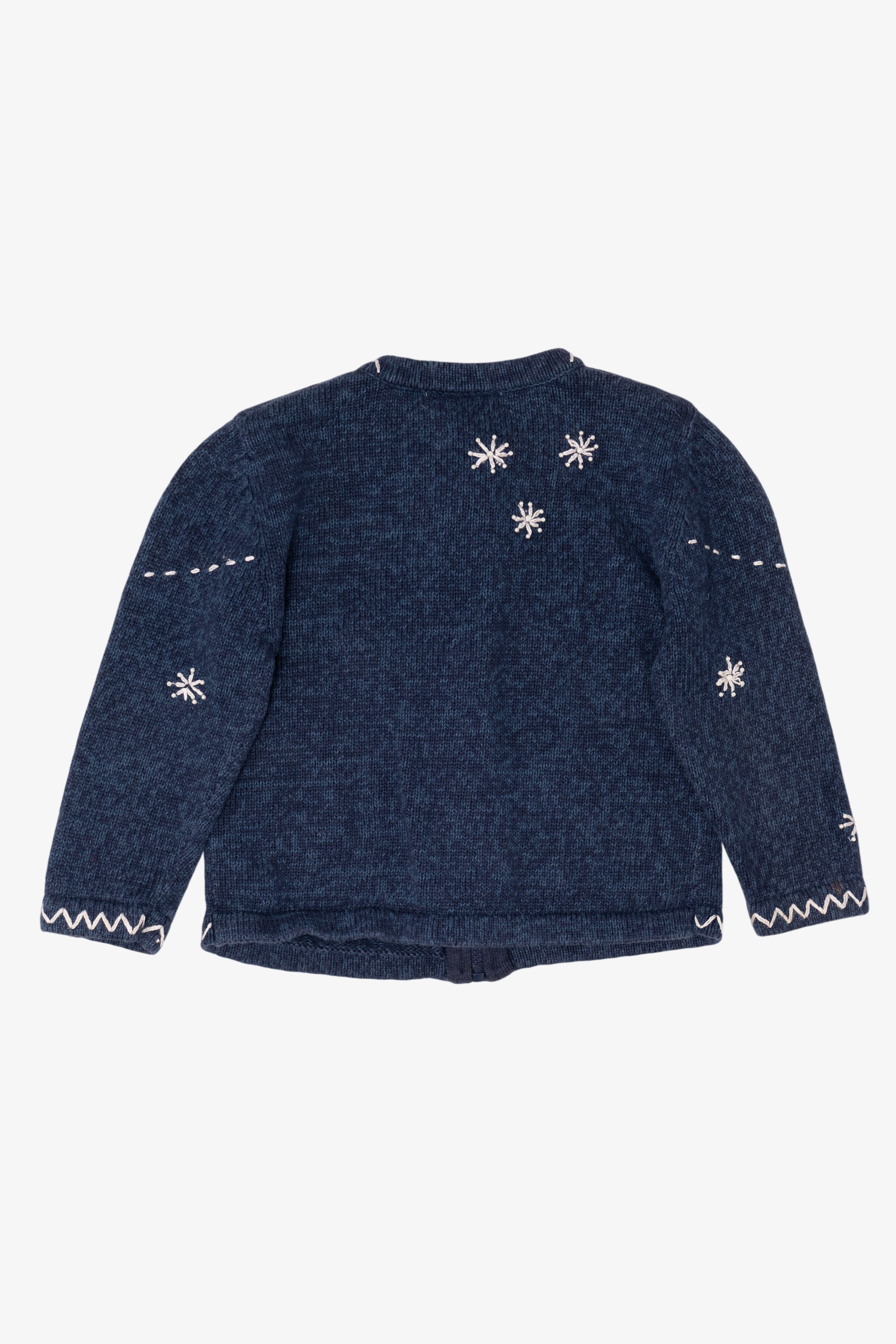 Vintage Kids Navy Blue UR It Ice Skating Ugly Christmas Cardigan (1990s)