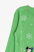Vintage Lime Green Festive Ice Skating Ugly Christmas Cardigan (2000s)