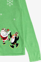 Vintage Lime Green Festive Ice Skating Ugly Christmas Cardigan (2000s)