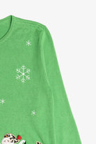 Vintage Lime Green Festive Ice Skating Ugly Christmas Cardigan (2000s)
