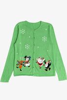 Vintage Lime Green Festive Ice Skating Ugly Christmas Cardigan (2000s)