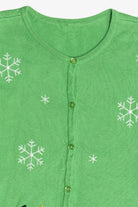 Vintage Lime Green Festive Ice Skating Ugly Christmas Cardigan (2000s)