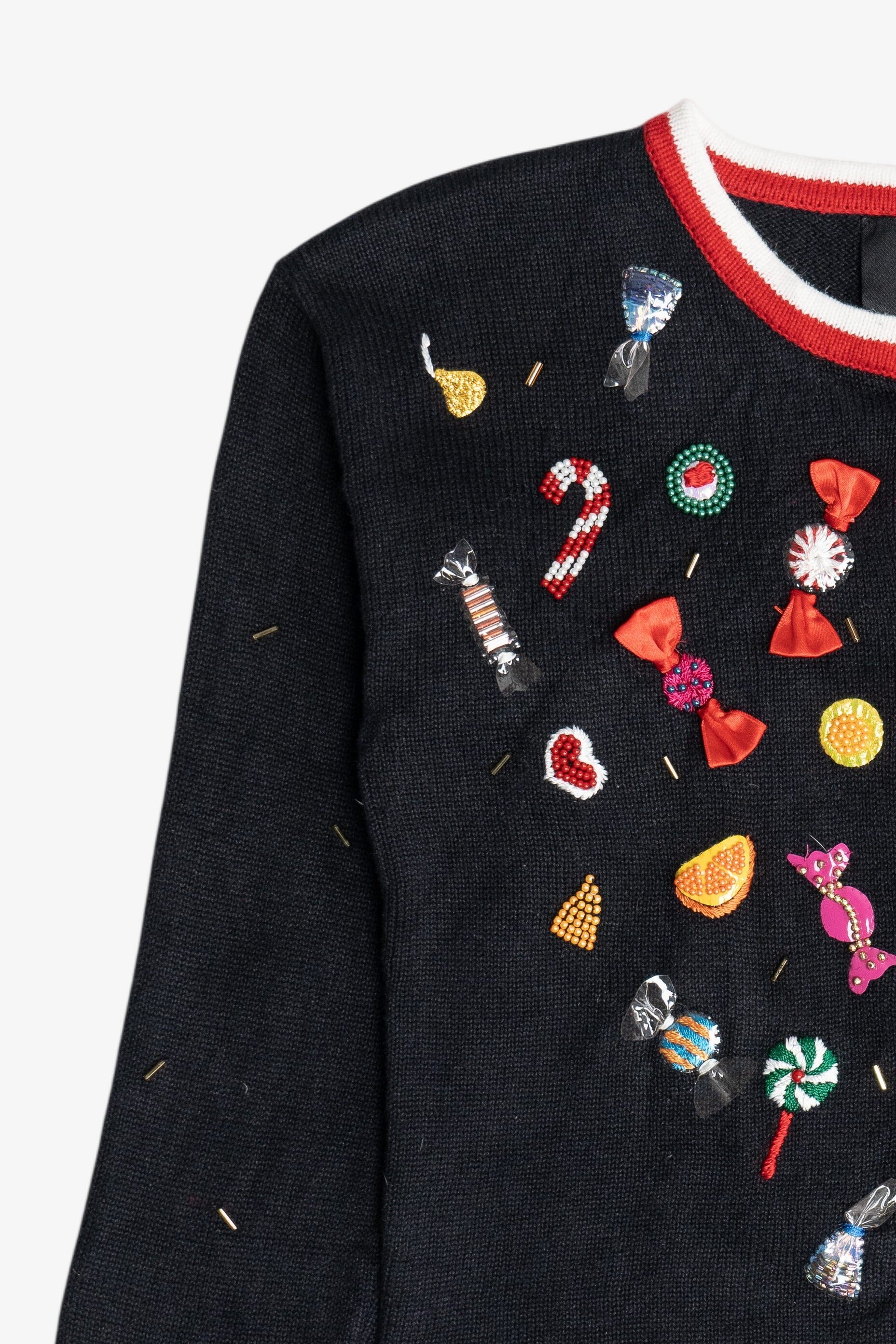 Vintage Kid's Michael Simon Beaded Candy Halloween Or Christmas Cardigan (2000s)