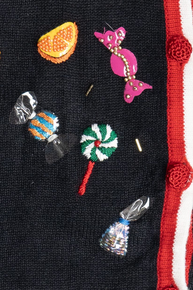 Vintage Kid's Michael Simon Beaded Candy Halloween Or Christmas Cardigan (2000s)