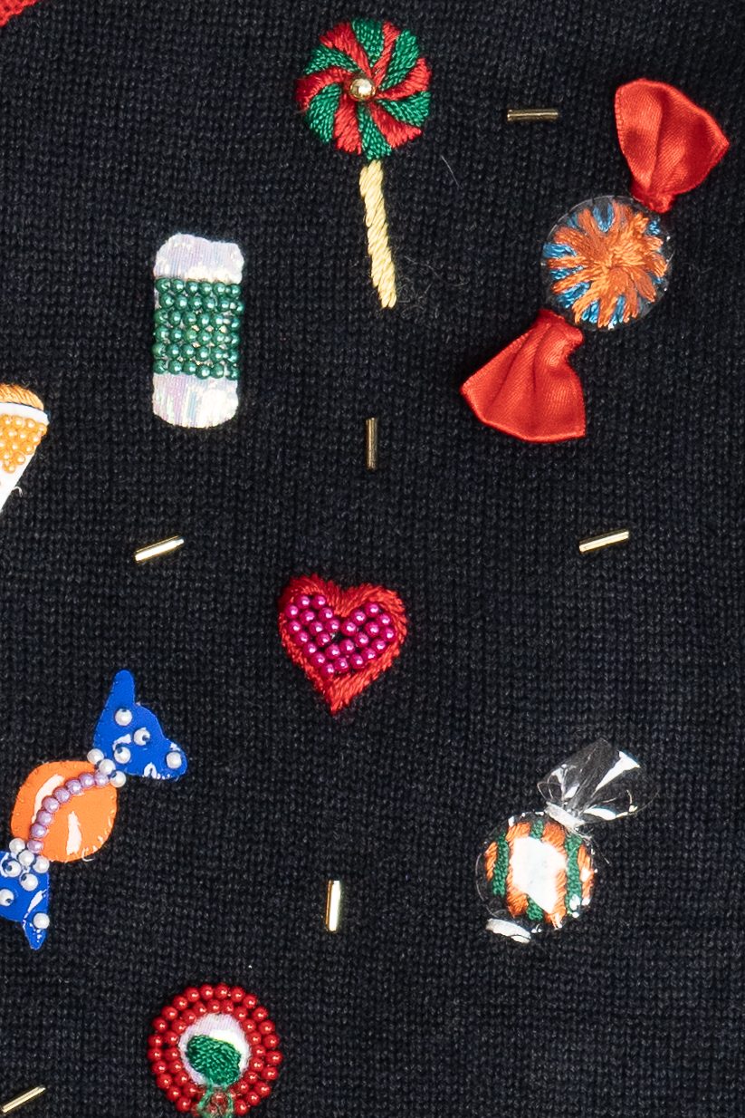 Vintage Kid's Michael Simon Beaded Candy Halloween Or Christmas Cardigan (2000s)
