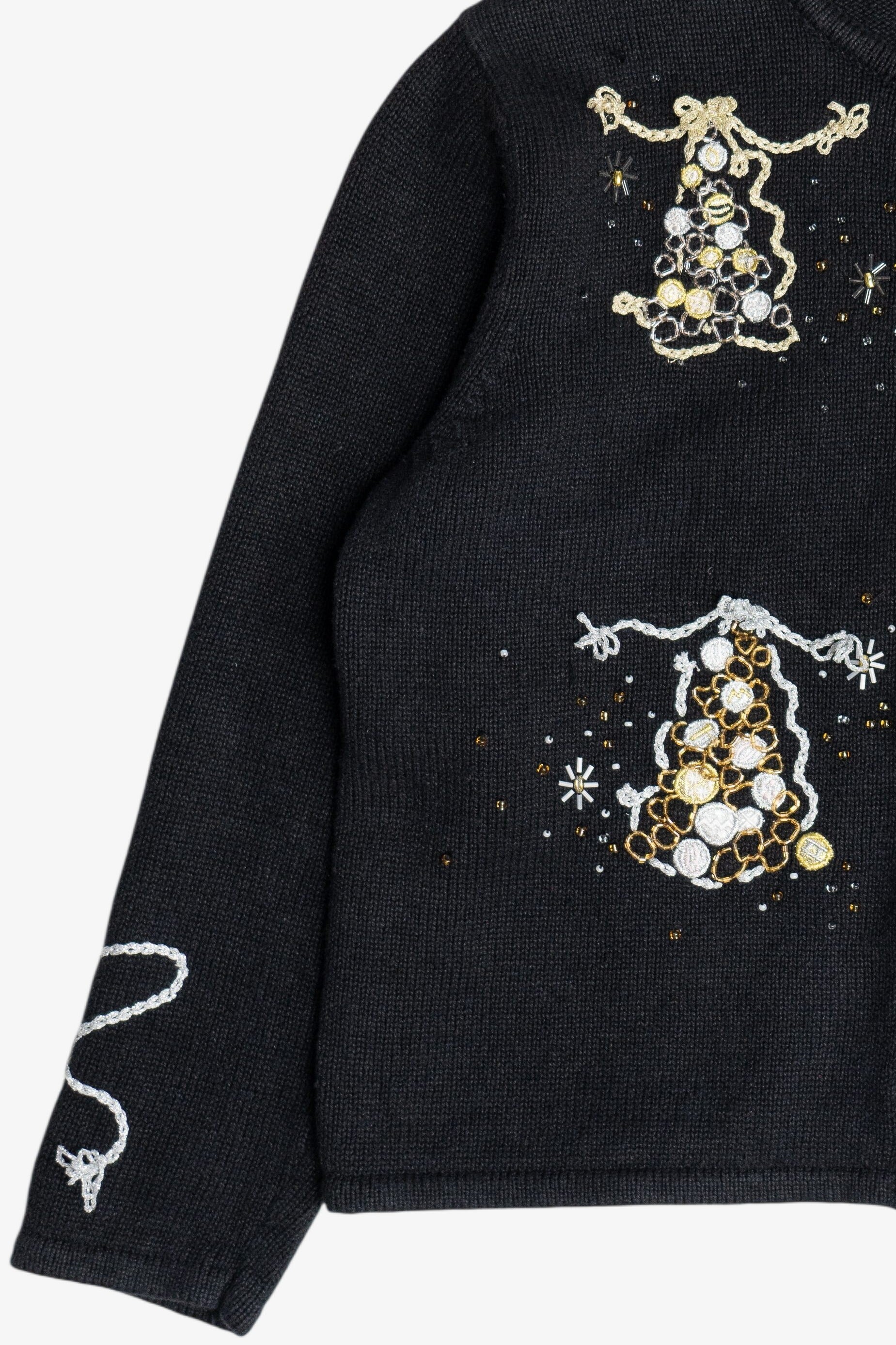 Vintage Gold & Silver Christmas Trees Ugly Christmas Sweater (1990s)