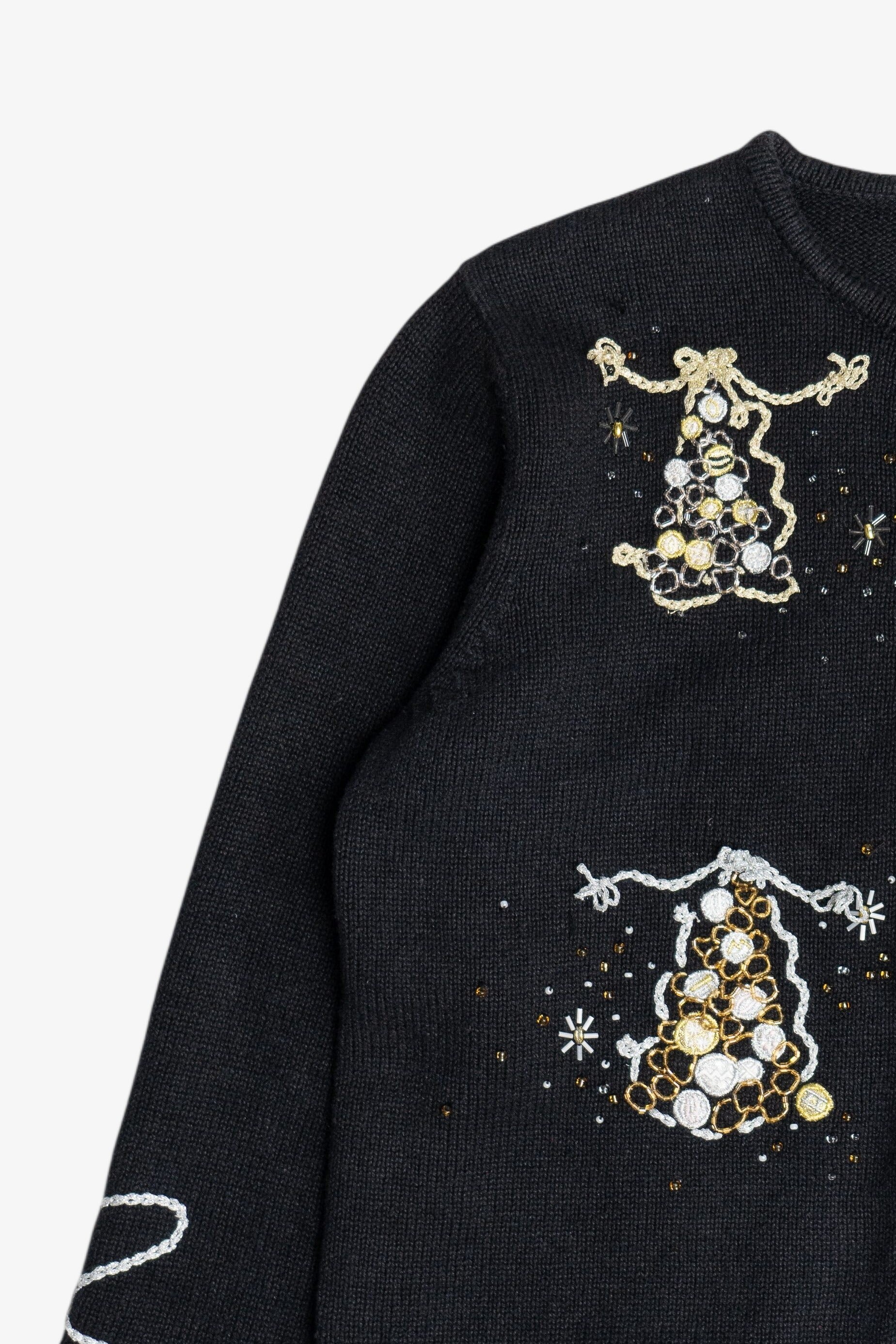Vintage Gold & Silver Christmas Trees Ugly Christmas Sweater (1990s)