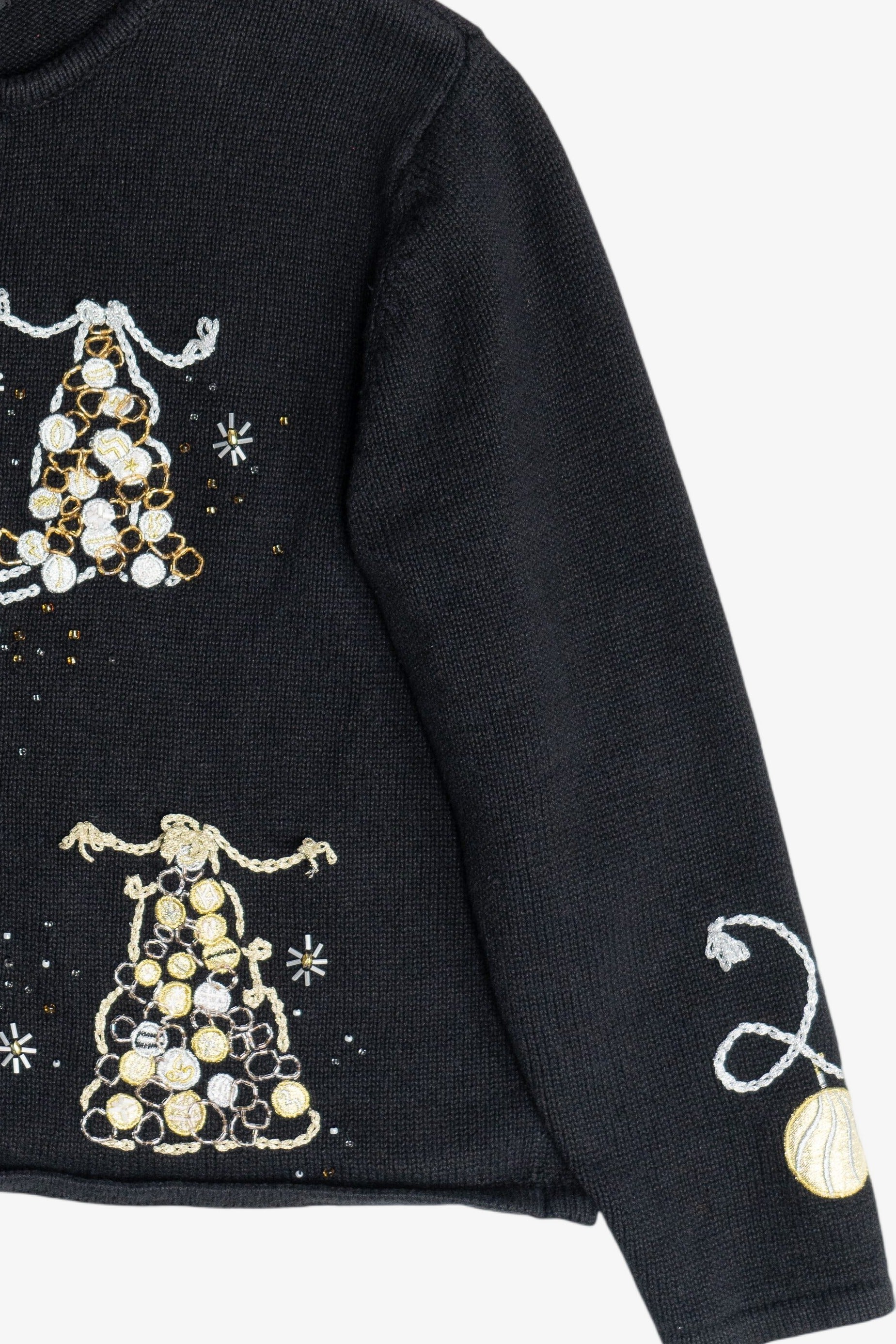 Vintage Gold & Silver Christmas Trees Ugly Christmas Sweater (1990s)