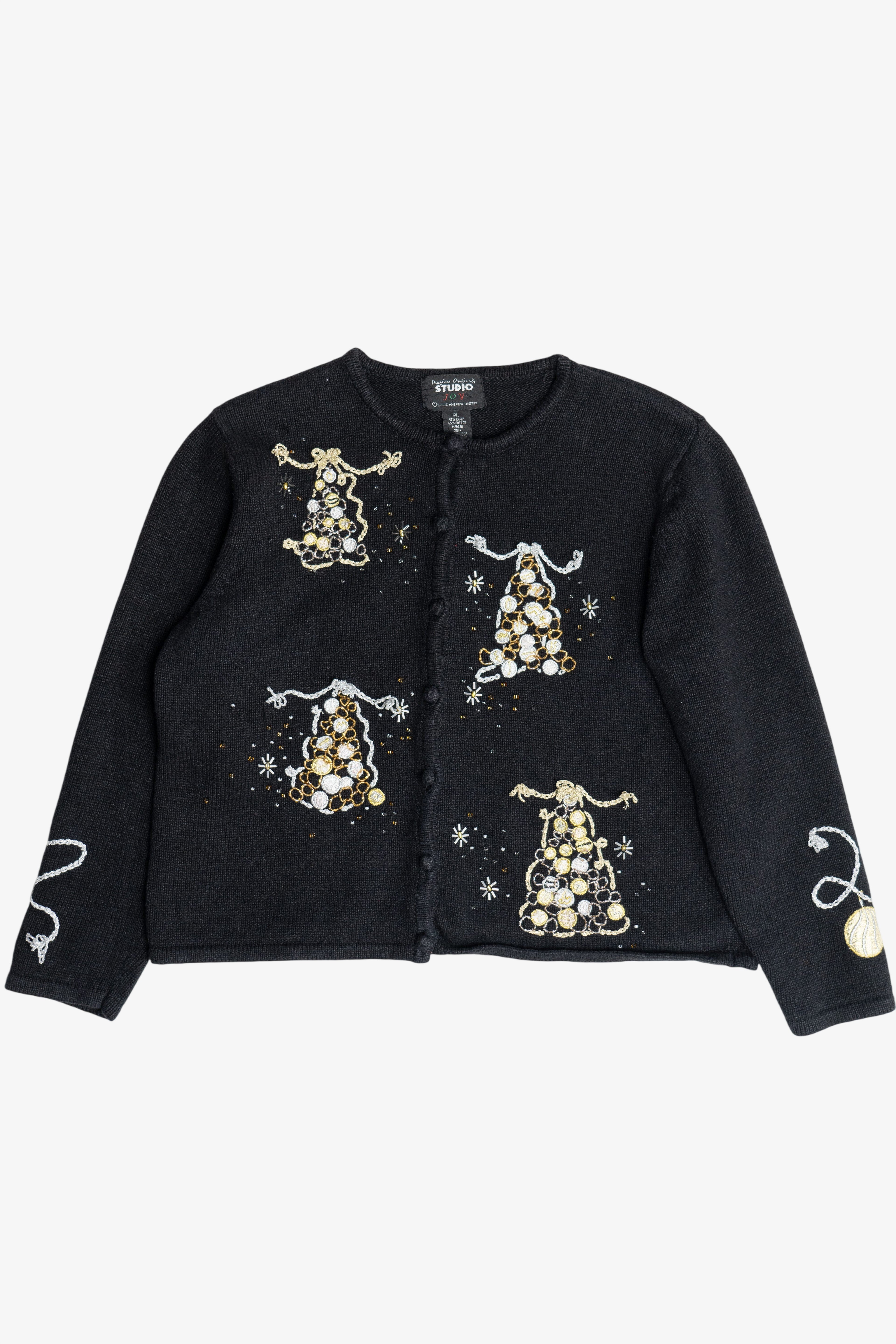 Vintage Gold & Silver Christmas Trees Ugly Christmas Sweater (1990s)