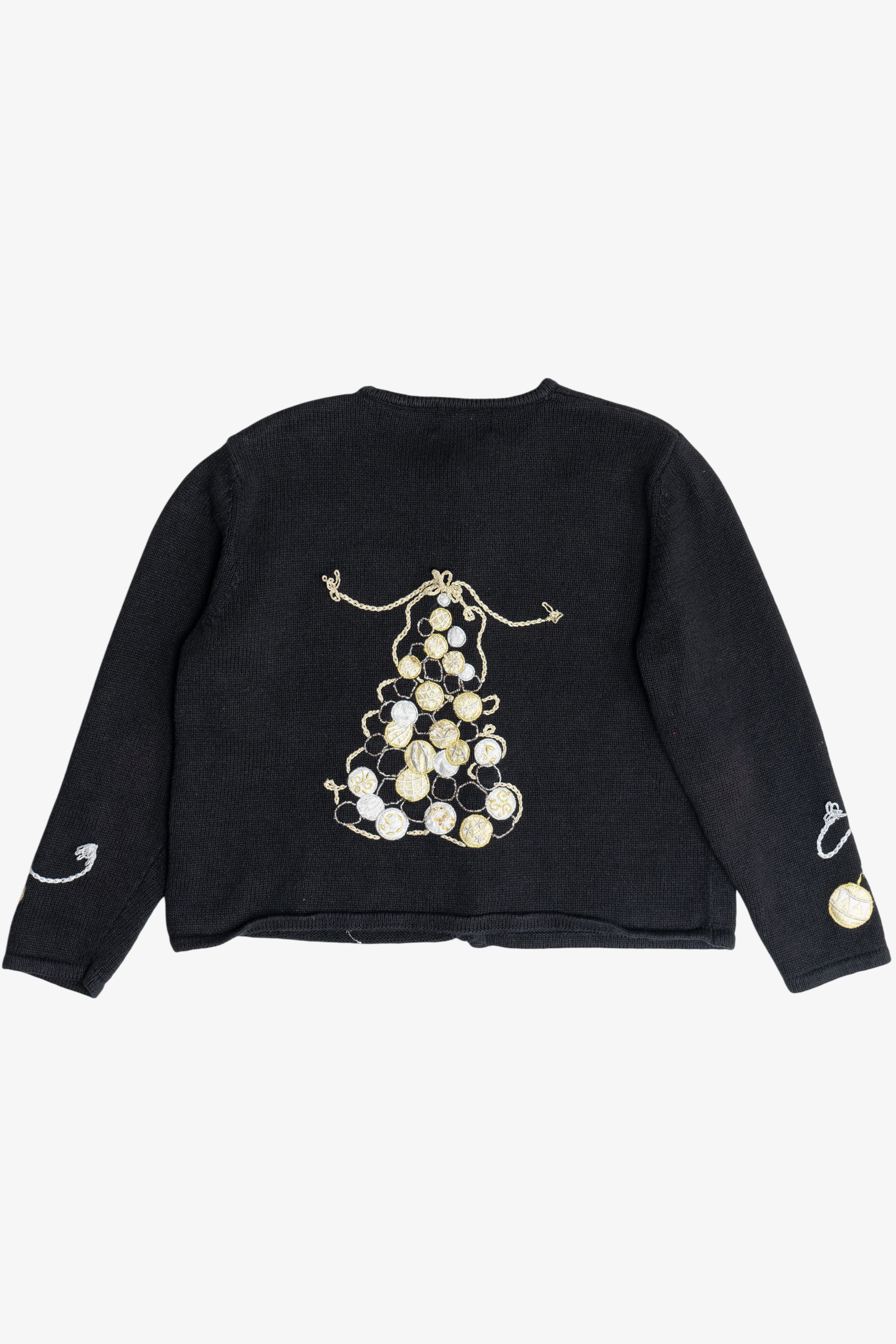Vintage Gold & Silver Christmas Trees Ugly Christmas Sweater (1990s)