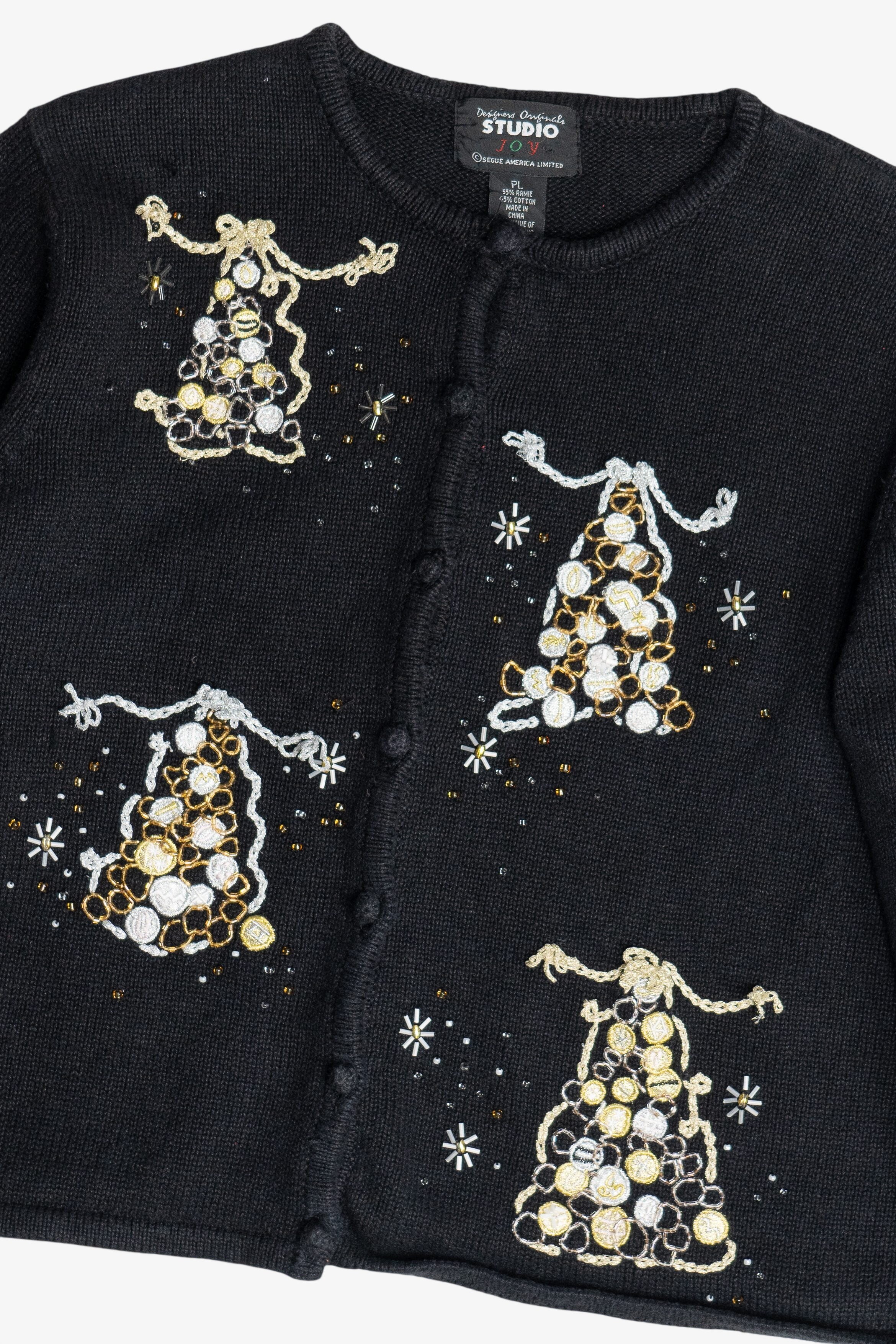 Vintage Gold & Silver Christmas Trees Ugly Christmas Sweater (1990s)