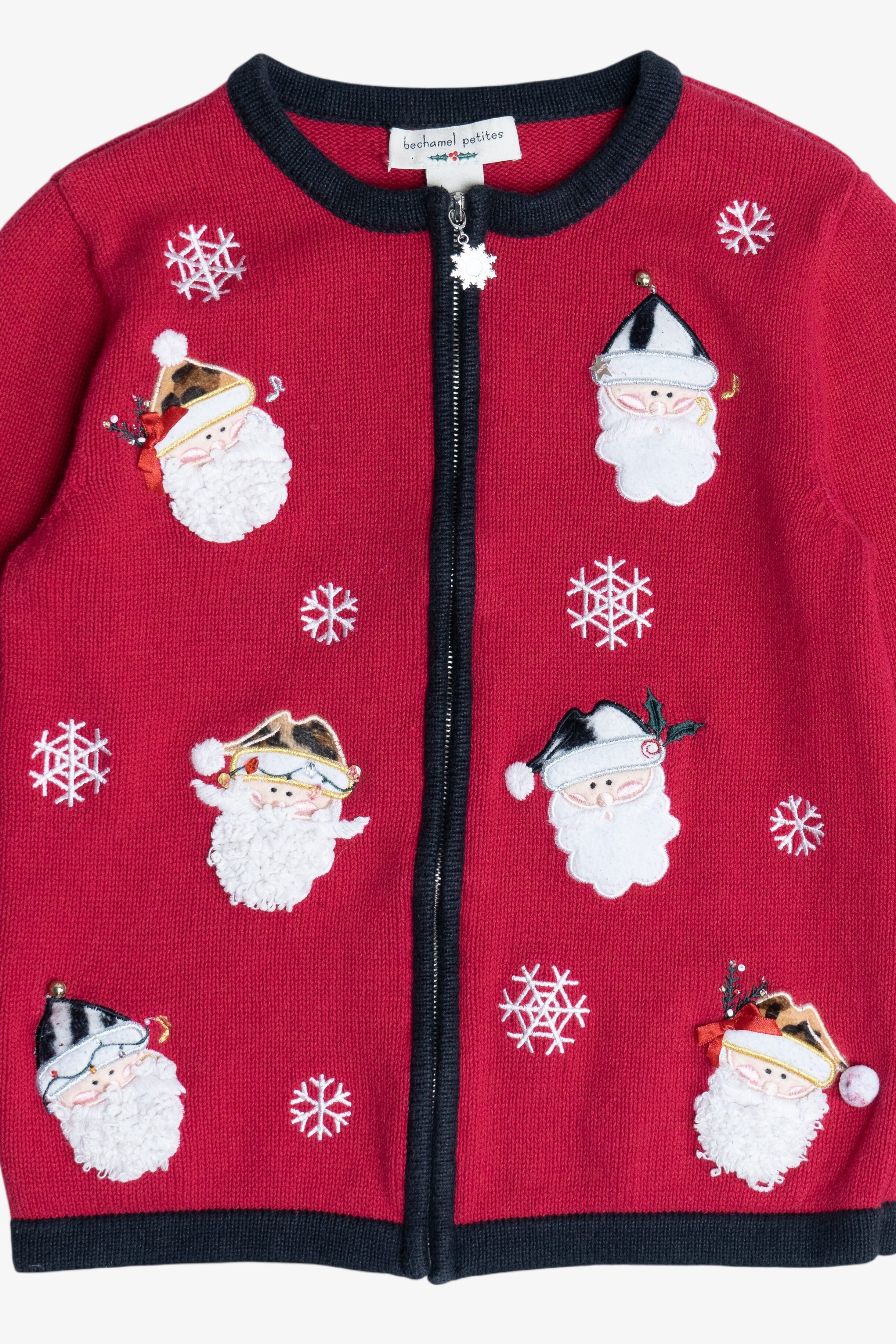 Vintage Red Bechamel Santas Ugly Christmas Sweater (1990s)