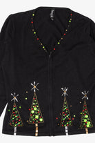 Vintage Black Berek Trees Ugly Christmas Cardigan (1990s)