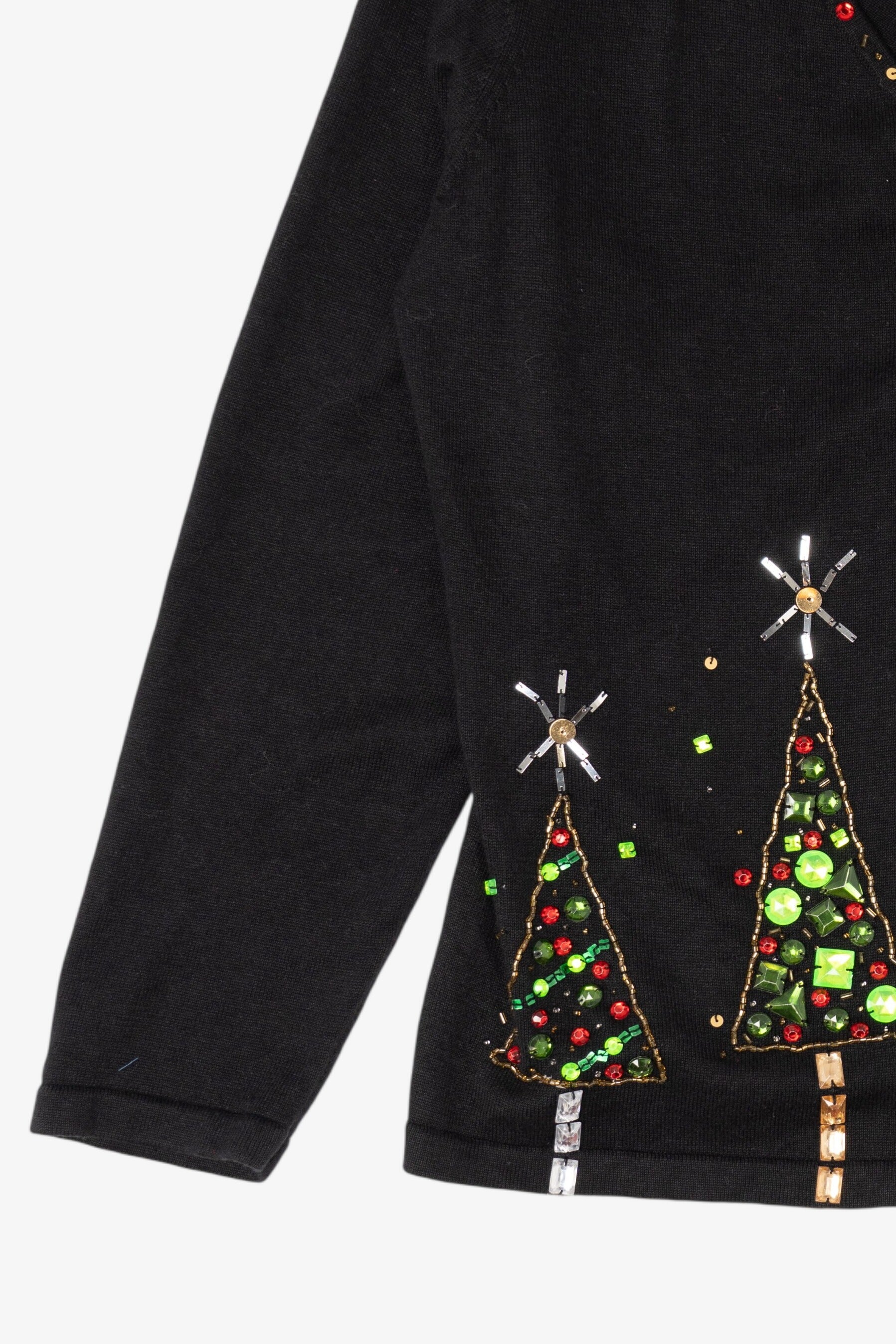 Vintage Black Berek Trees Ugly Christmas Cardigan (1990s)