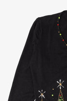 Vintage Black Berek Trees Ugly Christmas Cardigan (1990s)