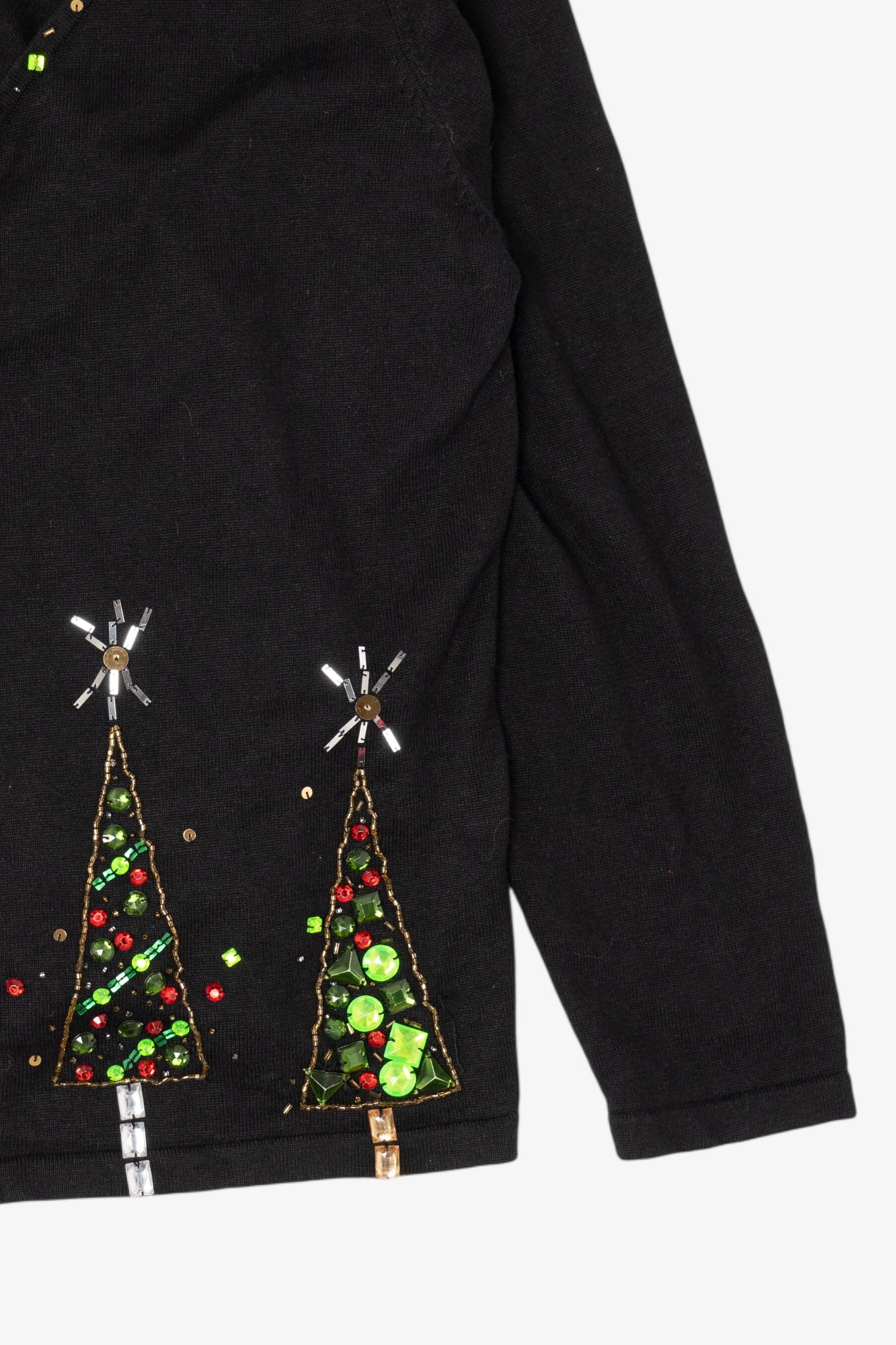 Vintage Black Berek Trees Ugly Christmas Cardigan (1990s)