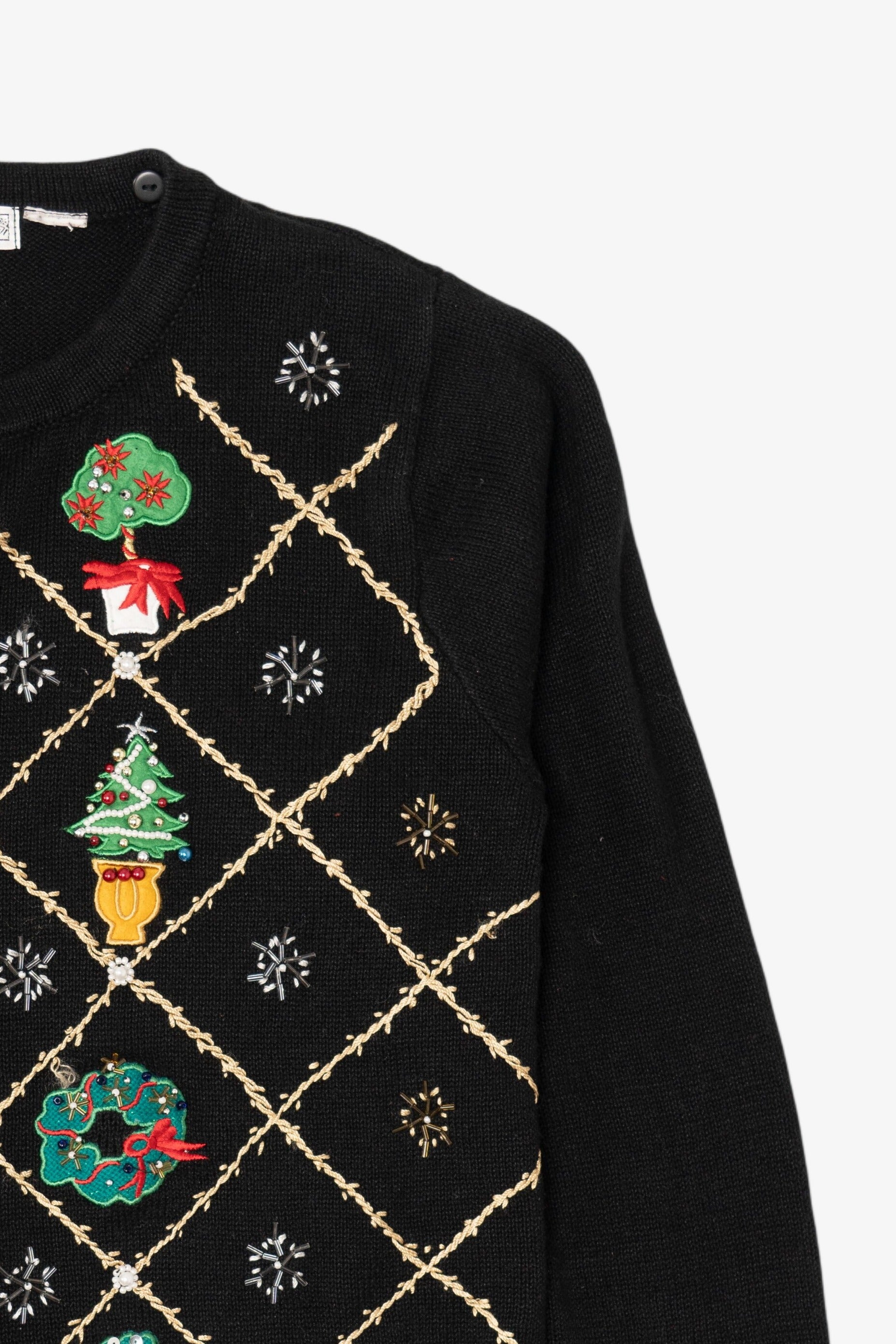 Vintage Black OHI Ugly Christmas Cardigan (1990s)