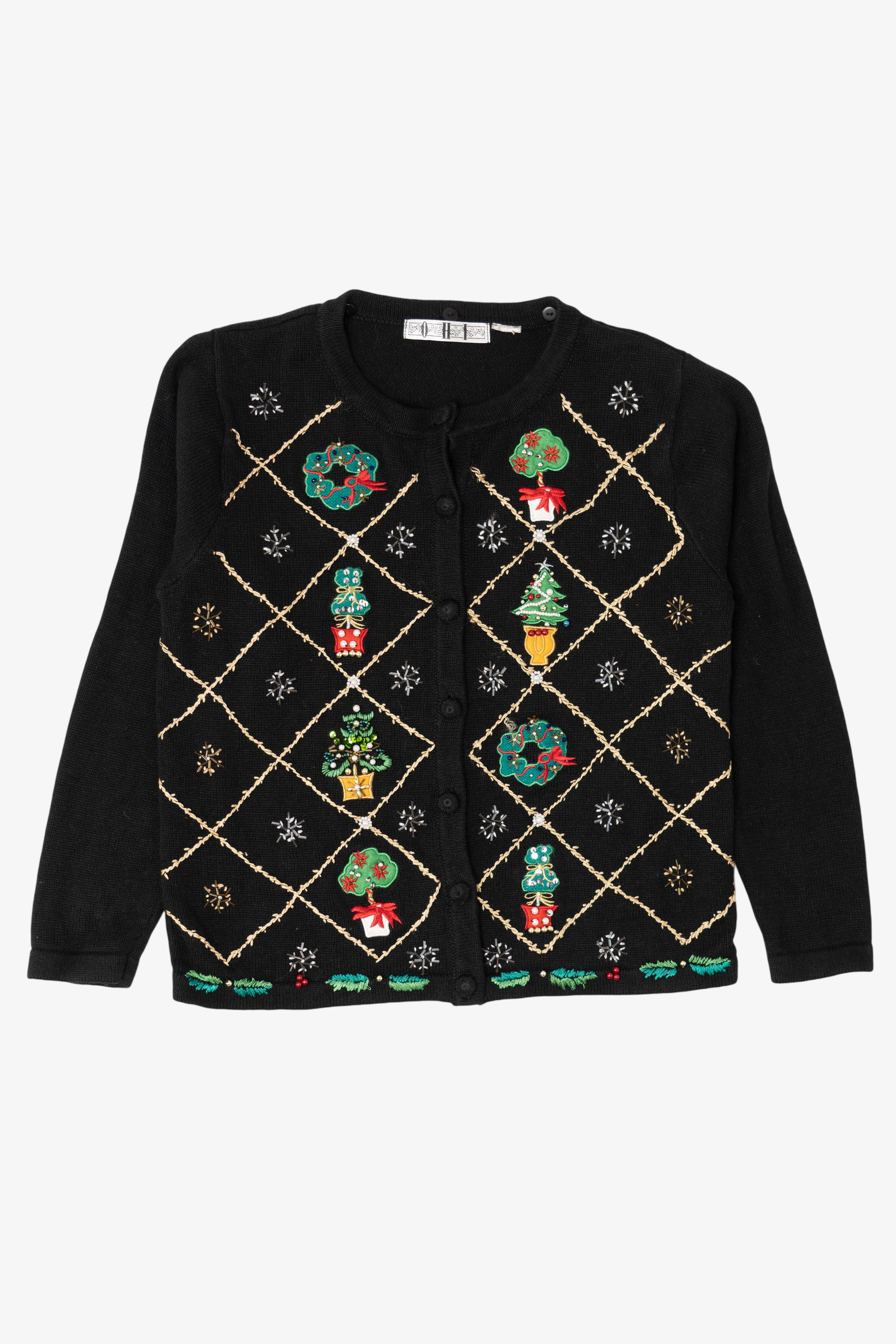 Vintage Black OHI Ugly Christmas Cardigan (1990s)