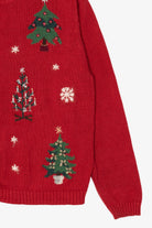 Vintage Red Holiday Lodge Trees Ugly Christmas Cardigan (1990s)