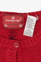 Vintage Red Holiday Lodge Trees Ugly Christmas Cardigan (1990s)