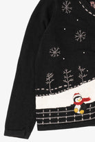 Vintage Black White Stag Penguins Ugly Christmas Cardigan (1990s)