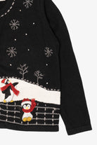 Vintage Black White Stag Penguins Ugly Christmas Cardigan (1990s)