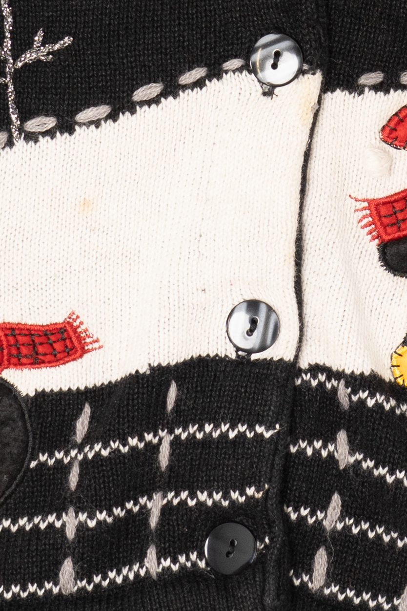 Vintage Black White Stag Penguins Ugly Christmas Cardigan (1990s)