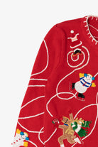 Vintage Red Berek Ice Skating Ugly Christmas Cardigan (1990s)