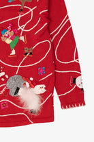 Vintage Red Berek Ice Skating Ugly Christmas Cardigan (1990s)