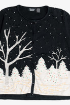 Vintage Snow Landscape Ugly Christmas Cardigan Sweater (2000s)