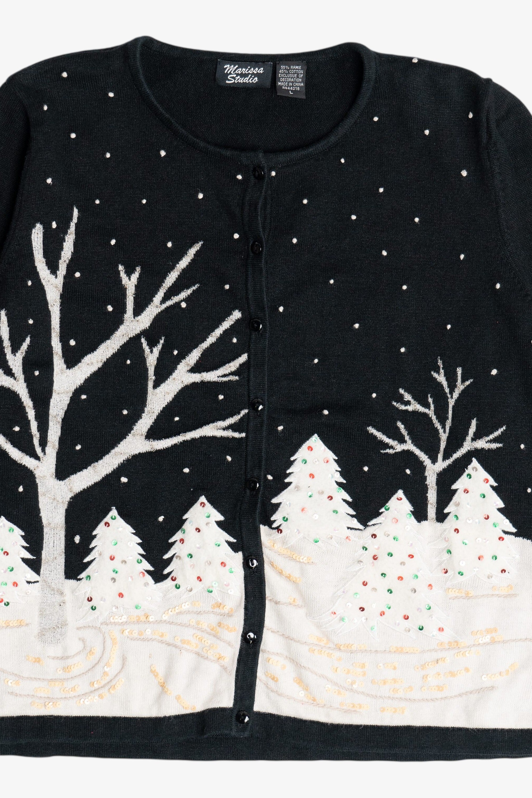 Vintage Snow Landscape Ugly Christmas Cardigan Sweater (2000s)