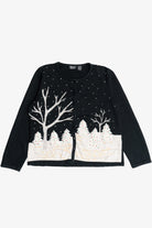 Vintage Snow Landscape Ugly Christmas Cardigan Sweater (2000s)