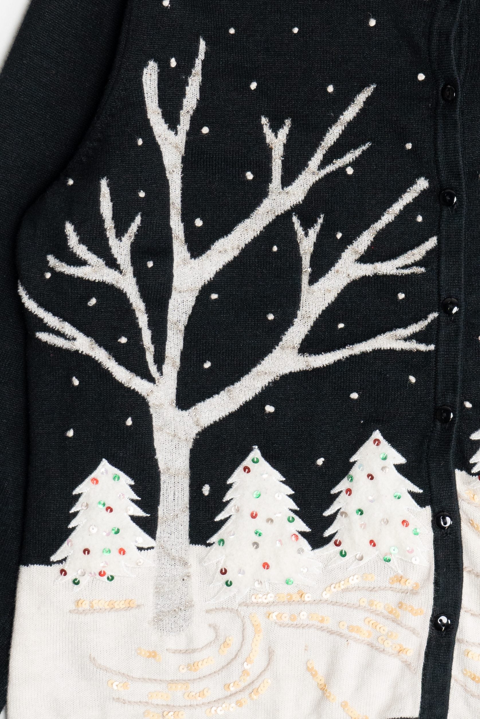 Vintage Snow Landscape Ugly Christmas Cardigan Sweater (2000s)