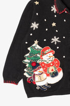 Vintage Black Tiara Snowmen Ugly Christmas Cardigan (2000s)