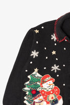 Vintage Black Tiara Snowmen Ugly Christmas Cardigan (2000s)
