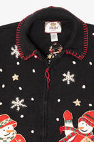 Vintage Black Tiara Snowmen Ugly Christmas Cardigan (2000s)