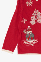 Vintage Red Mercer Street Snowmen Ugly Christmas Cardigan (2000s)
