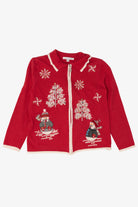 Vintage Red Mercer Street Snowmen Ugly Christmas Cardigan (2000s)