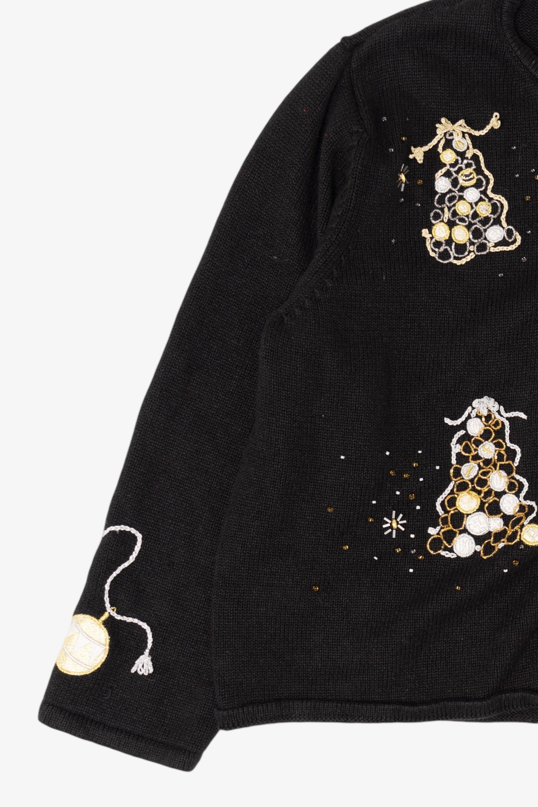 Vintage Black Designers Originals Studio Trees Ugly Christmas Cardigan (1990s)