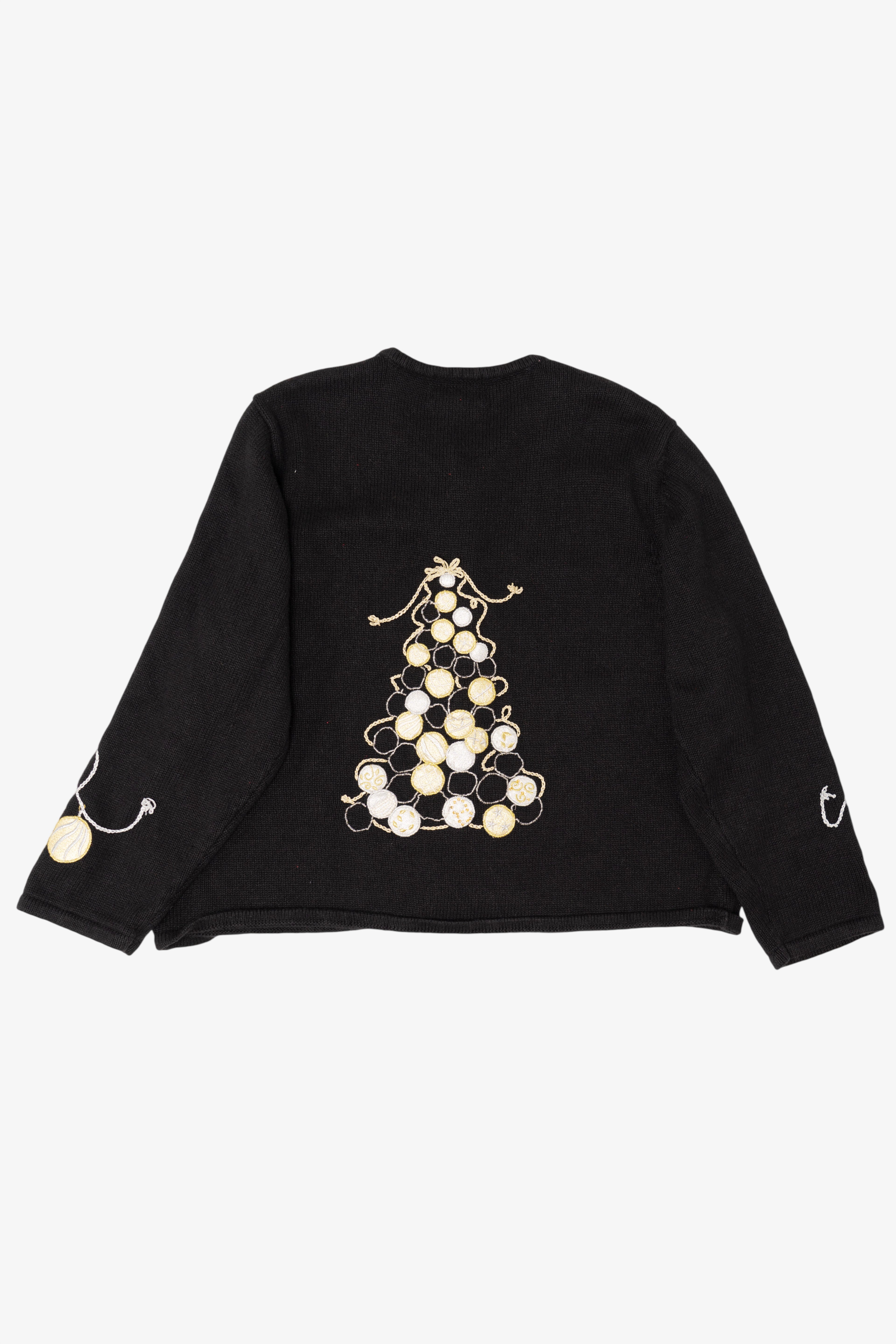 Vintage Black Designers Originals Studio Trees Ugly Christmas Cardigan (1990s)