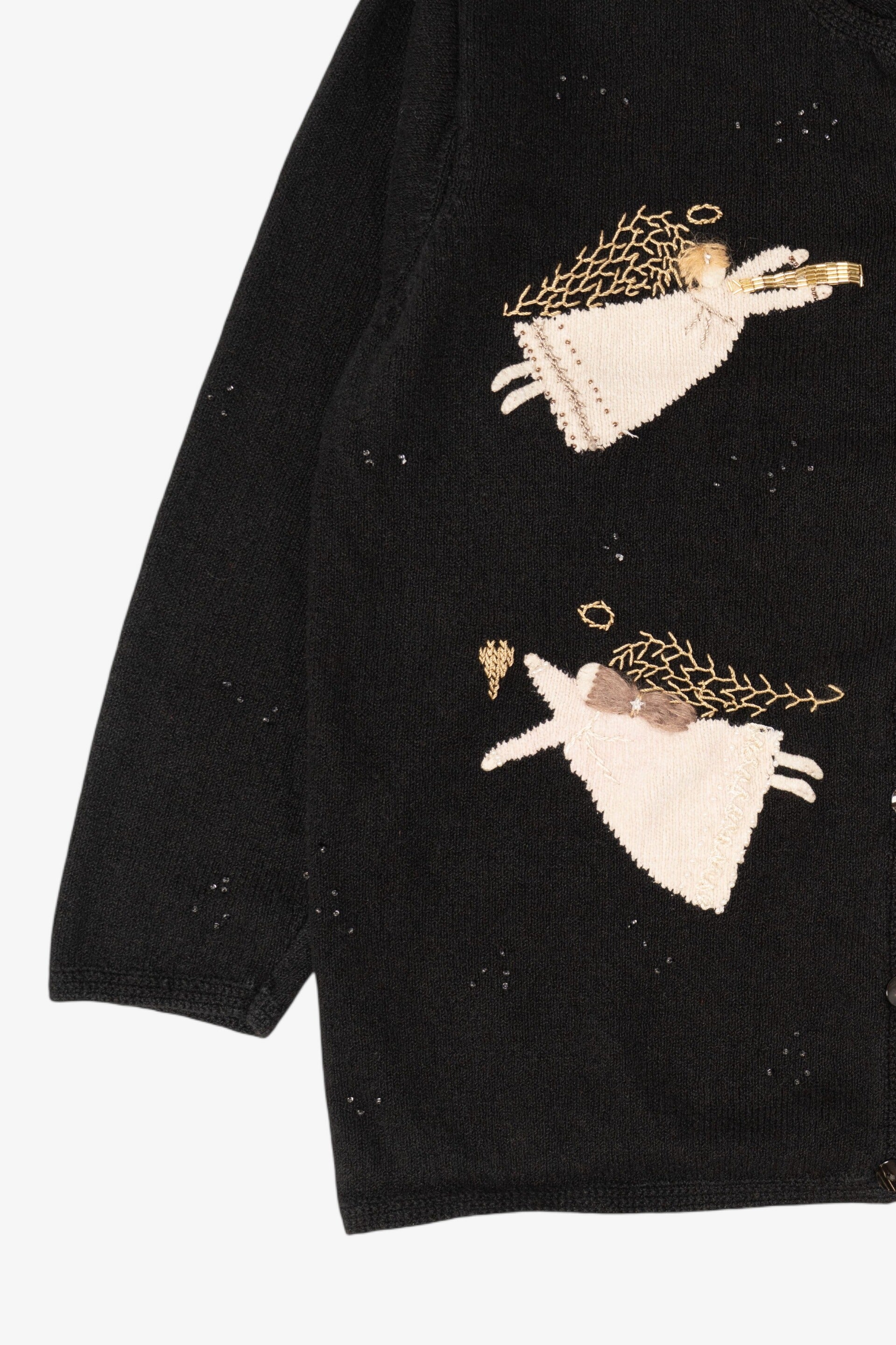 Vintage Black Talbots Angels Ugly Christmas Cardigan (1990s)