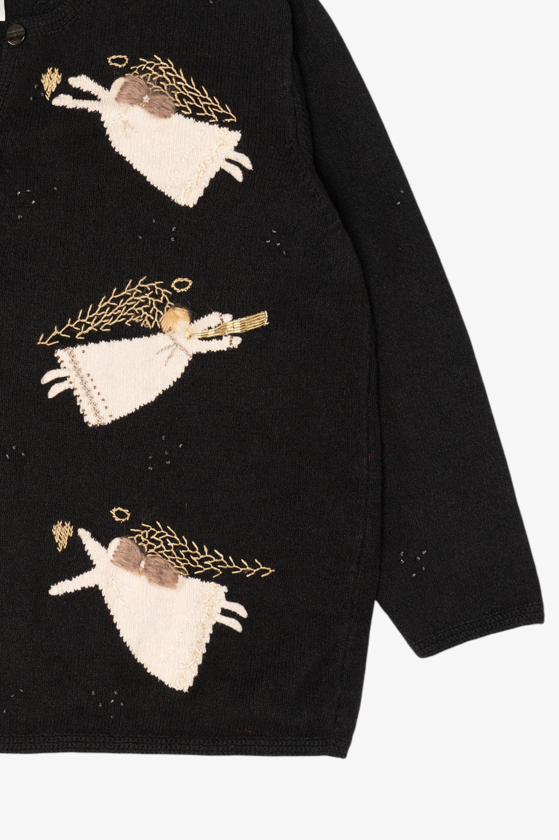 Vintage Black Talbots Angels Ugly Christmas Cardigan (1990s)