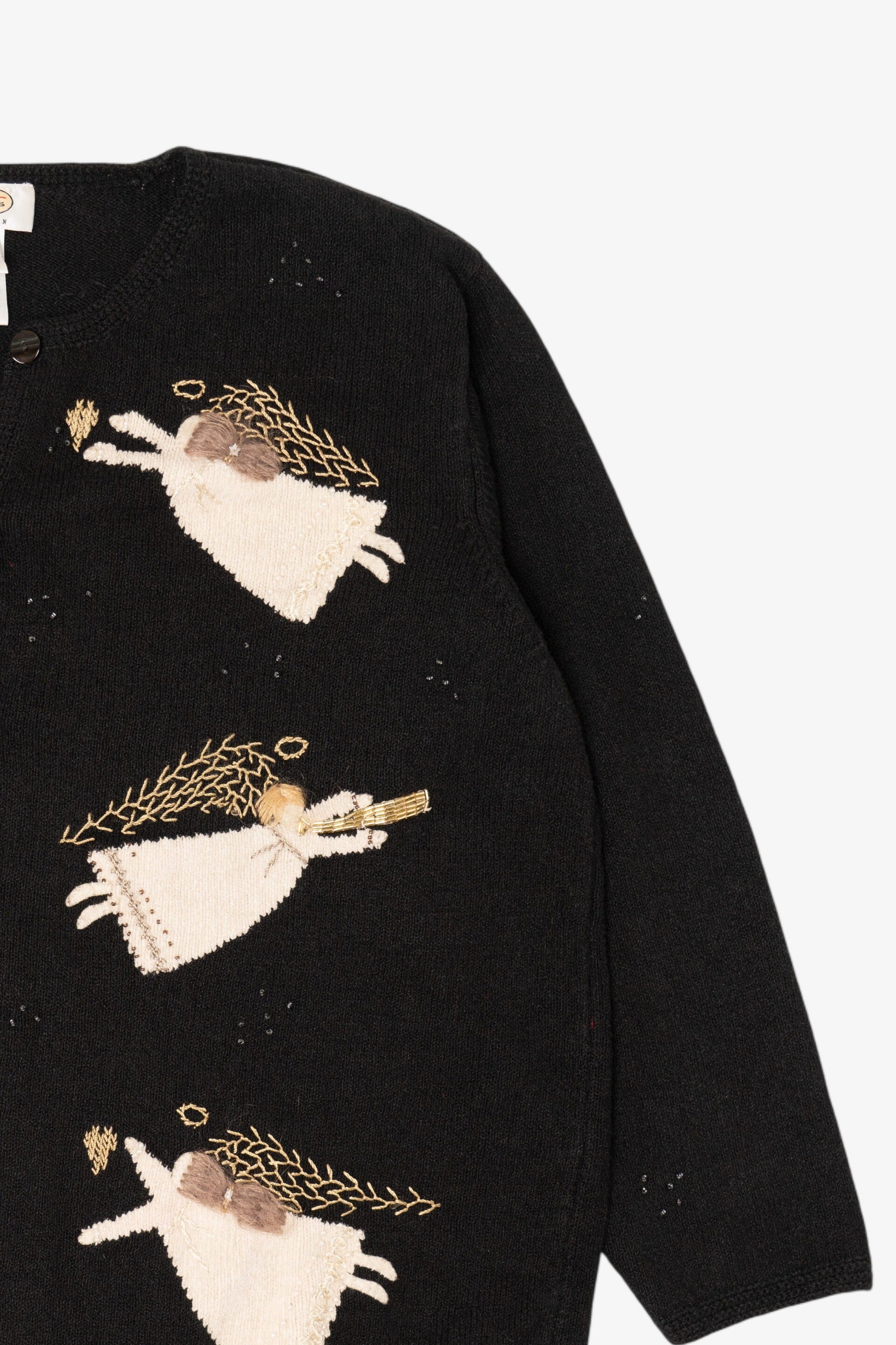 Vintage Black Talbots Angels Ugly Christmas Cardigan (1990s)