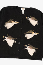 Vintage Black Talbots Angels Ugly Christmas Cardigan (1990s)