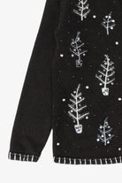 Vintage Black Basic Editions Trees Ugly Christmas Cardigan (1990s)