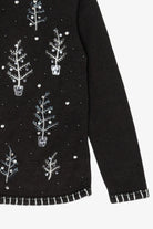 Vintage Black Basic Editions Trees Ugly Christmas Cardigan (1990s)