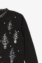 Vintage Black Basic Editions Trees Ugly Christmas Cardigan (1990s)
